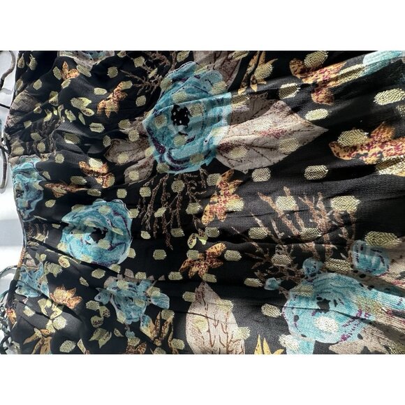 Natural Life The Alice Metallic Maxi Dress M Floral Tiered Boho Whimsy Goth - Picture 12 of 12